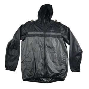 Simms Fishing Products Mens Large Black Grey Nylon Hooded Windbreaker Jacket L